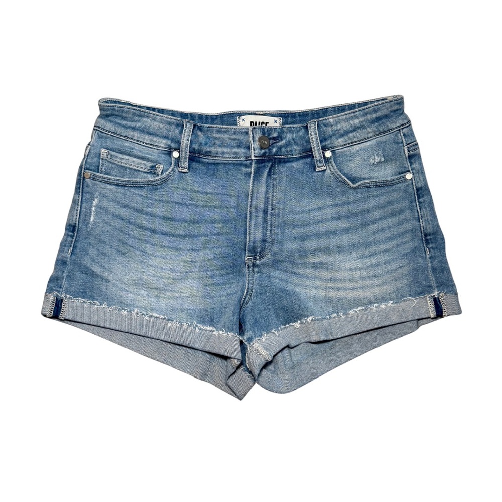 Paige Jimmy Jimmy Jean Shorts Faded Mid Wash Blue Denim 27